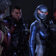 Kaidan (far right), alongside several other party members in Mass Effect 3.